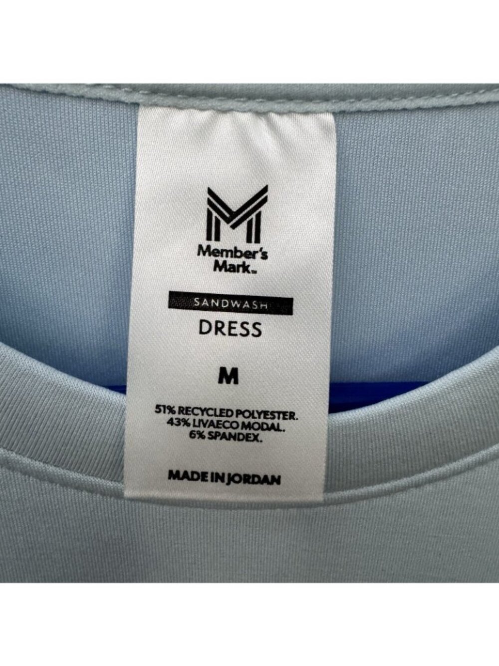 NWT Member’s Mark Sandwash T-Shirt Dress M Light Blue Short Sleeve Pockets - Picture 4 of 12